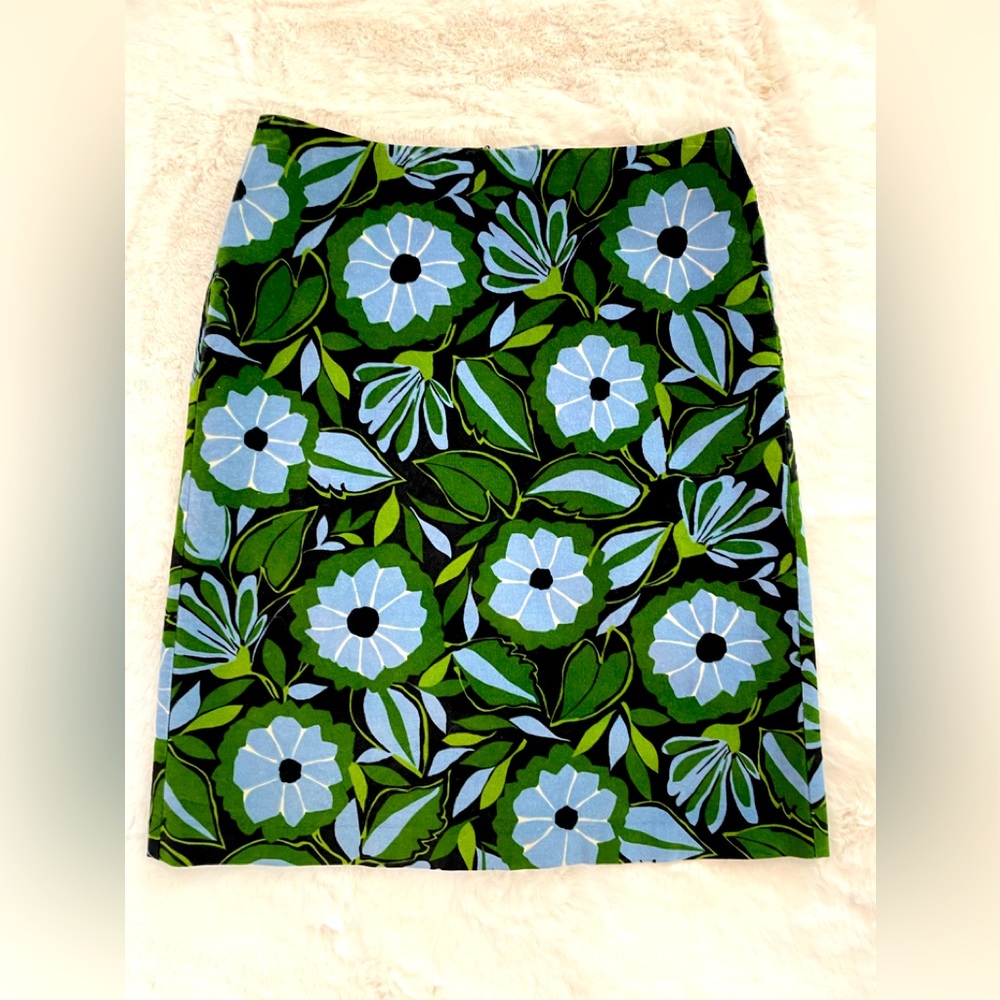 Sigrid Olsen Sz 6 Knee Length Skirt A-line Floral Velvet Velour